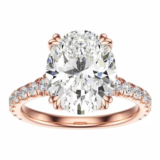 2.40 Carat Lab Grown Oval Diamond Engagement Ring in 14K Rose Gold - Future Jewelry