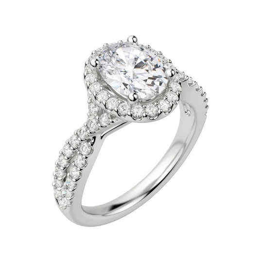 3 Carat Oval Lab Grown Diamond Engagement Ring in 14K White Gold - Future Jewelry