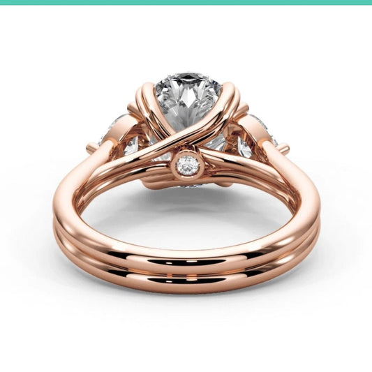 3 Carat Oval Lab Grown Diamond Engagement Ring in 18K Rose Gold - Future Jewelry