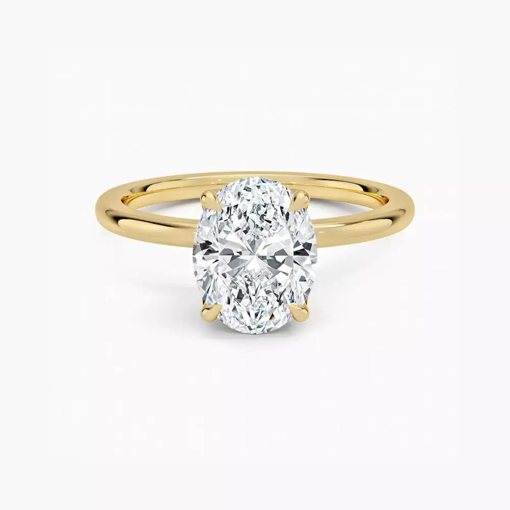 3 Carat Oval Lab Grown Diamond Engagement Ring with Pave Accents in 14K Yellow Gold, IGI Certified - Future Jewelry
