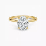 3 Carat Oval Lab Grown Diamond Engagement Ring, 14K Yellow Gold