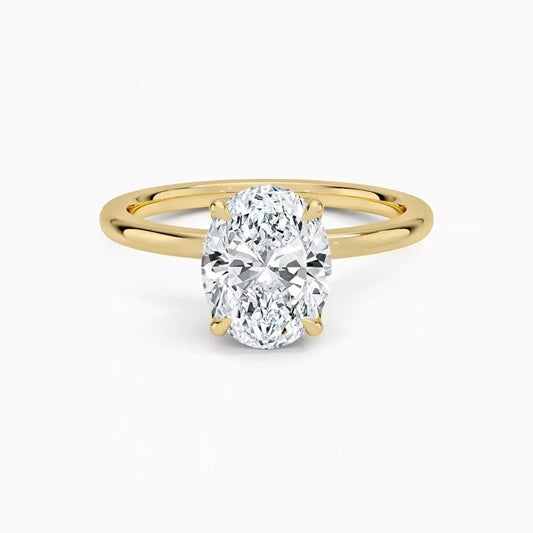 3 Carat Oval Lab Grown Diamond Engagement Ring with Pave Accents in 14K Yellow Gold, IGI Certified - Future Jewelry
