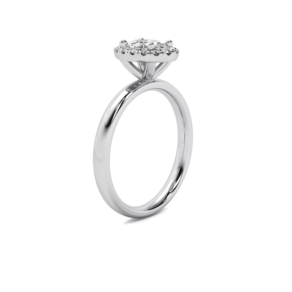 3 Carat Oval Lab Grown Diamond Halo Engagement Ring in 14K White Gold - Future Jewelry