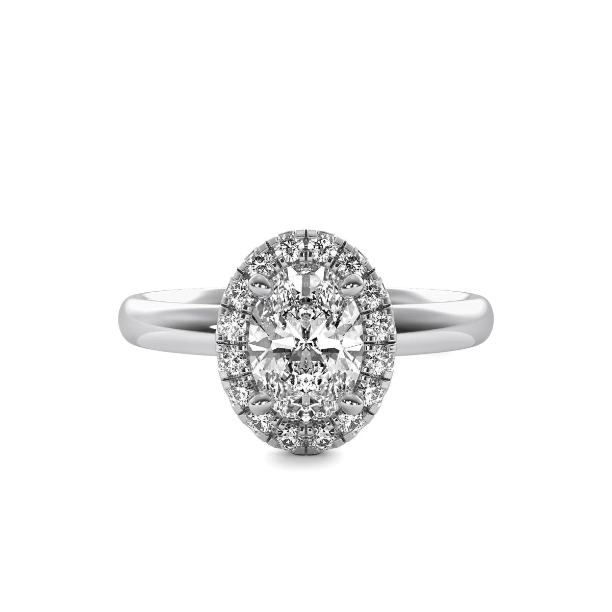 3 Carat Oval Lab Grown Diamond Halo Engagement Ring in 14K White Gold - Future Jewelry