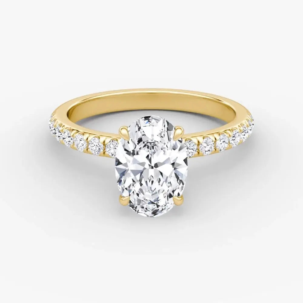 3 Carat Oval Lab Grown Diamond Ring IGI 14K Yellow Gold - Future Jewelry