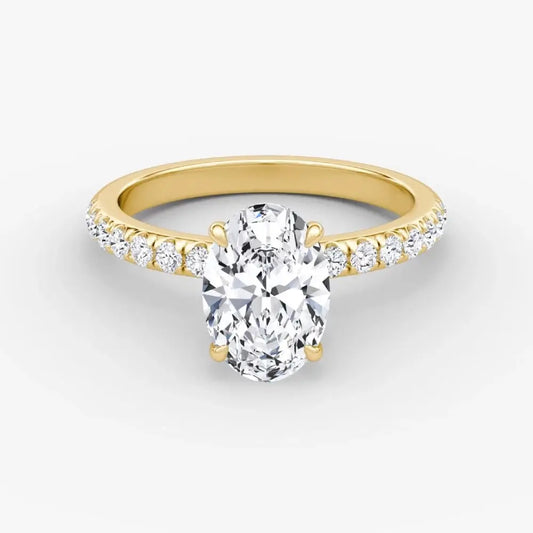 3 Carat Oval Lab Grown Diamond Ring IGI 14K Yellow Gold - Future Jewelry