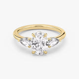 3 Carat Oval Lab Grown Diamond Ring, 18K Yellow Gold, IGI Certified