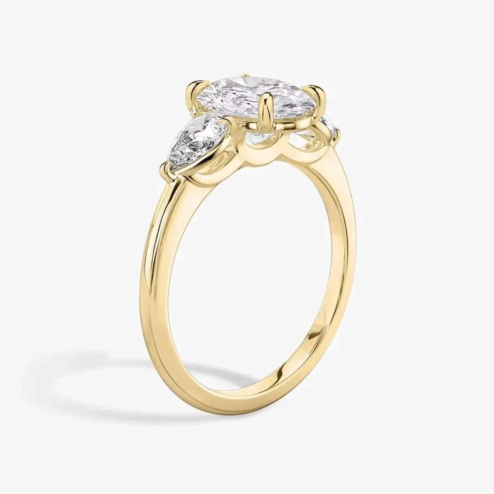 3 Carat Oval Lab Grown Diamond Ring IGI 18K Yellow Gold - Future Jewelry