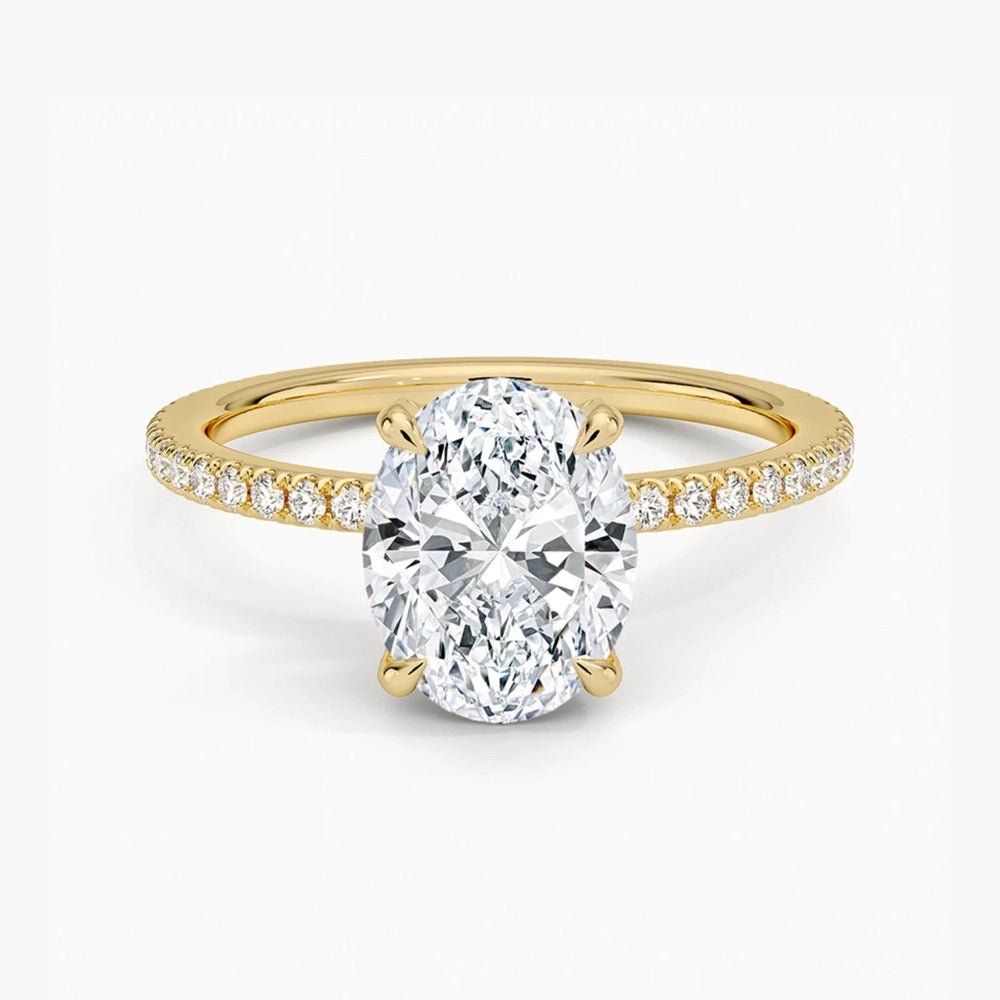 3 Carat Oval Lab Diamond Ring in 14K Yellow Gold with Hidden Halo Future Jewelry