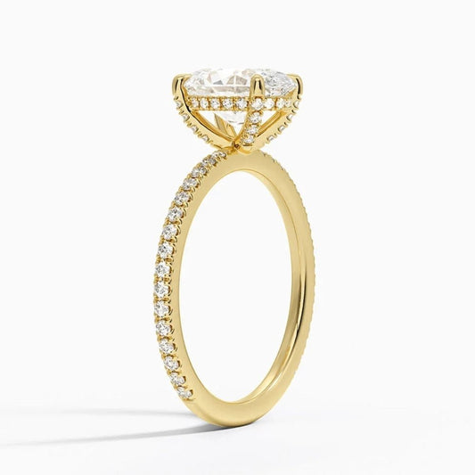3 Carat Oval Lab Grown Diamond Ring in 14K Yellow Gold with Hidden Halo - Future Jewelry