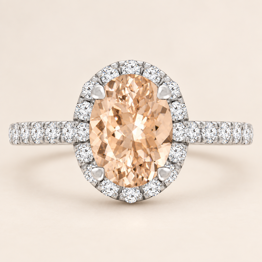 3 Carat Oval Peach Lab Grown Diamond Ring in 14K Gold - Future Jewelry
