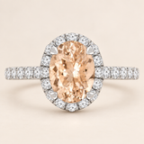 3 Carat Oval Peach Lab Grown Diamond Ring, 14K Gold