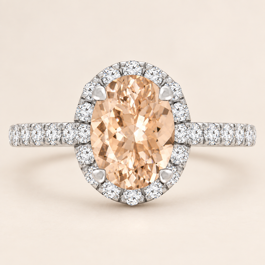 3 Carat Oval Peach Lab Grown Diamond Ring in 14K Gold - Future Jewelry