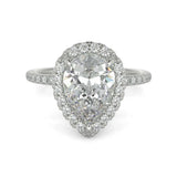 3 Carat Pear Diamond Ring, 14K White Gold