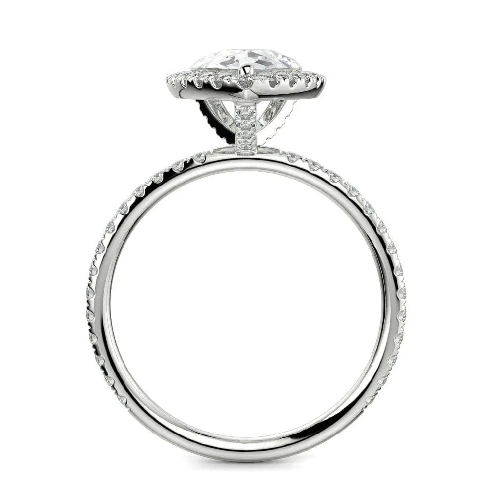 3 Carat Pear Cut Diamond Ring standing in a white background
