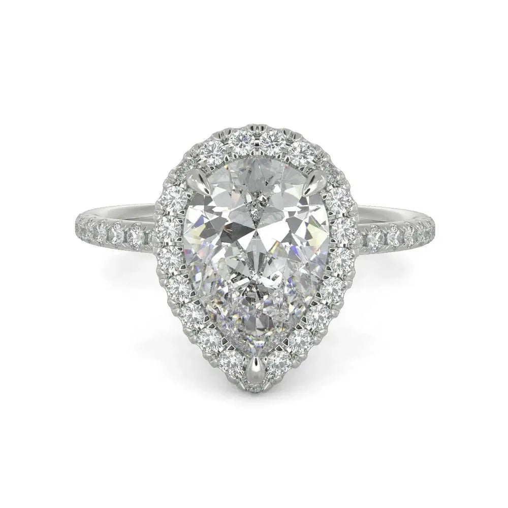 3 Carat Pear Cut Diamond Ring VS2 D 14K White Gold - Future Jewelry
