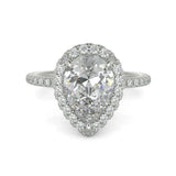3 Carat Pear Diamond Ring, 14K White Gold