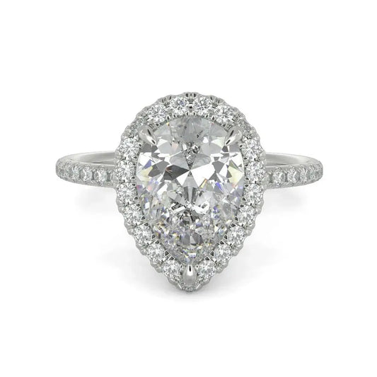 3 Carat Pear Cut Diamond Ring VS2 D 14K White Gold - Future Jewelry
