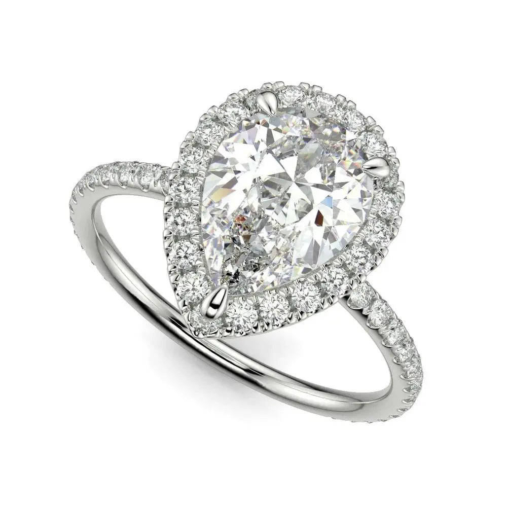 3 Carat Pear Cut Diamond Ring VS2 D 14K White Gold - Future Jewelry