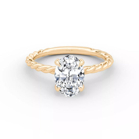 Exquisite 3-Carat Oval Lab-Created Diamond Engagement Ring - 14K Gold
