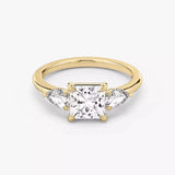 3 Carat Princess Cut Lab Grown Diamond Engagement Ring, 14K Yellow Gold