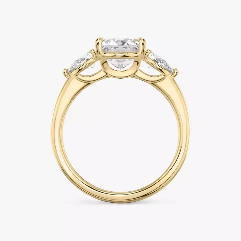 3 Carat Princess Cut Lab Grown Diamond Three Stone Engagement Ring in 14K Yellow Gold - Future Jewelry