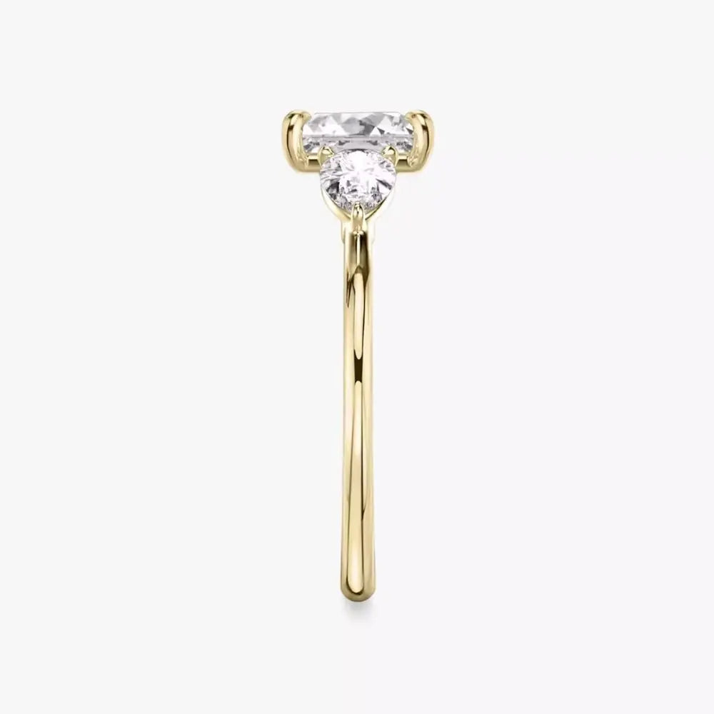 3 Carat Princess Cut Lab Grown Diamond Three Stone Engagement Ring in 14K Yellow Gold - Future Jewelry