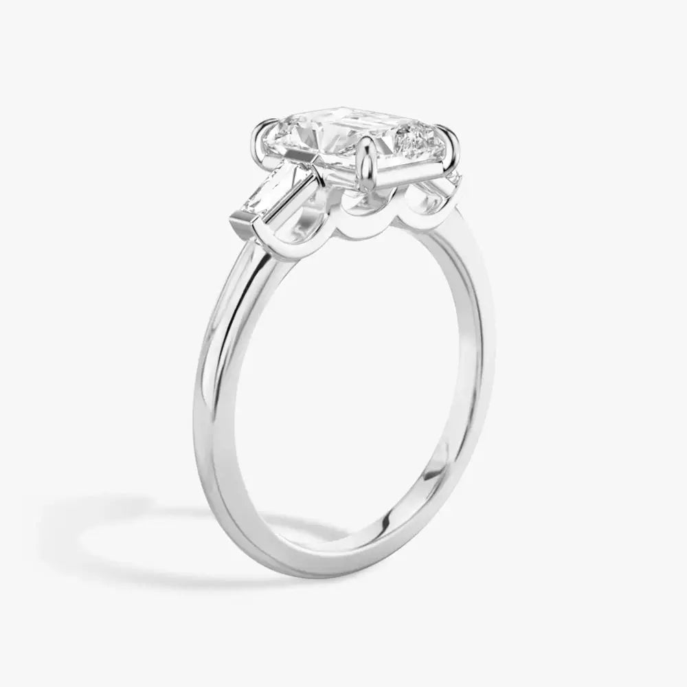 3 Carat Radiant Cut Lab Grown Diamond Three Stone Engagement Ring in 14K White Gold - Future Jewelry