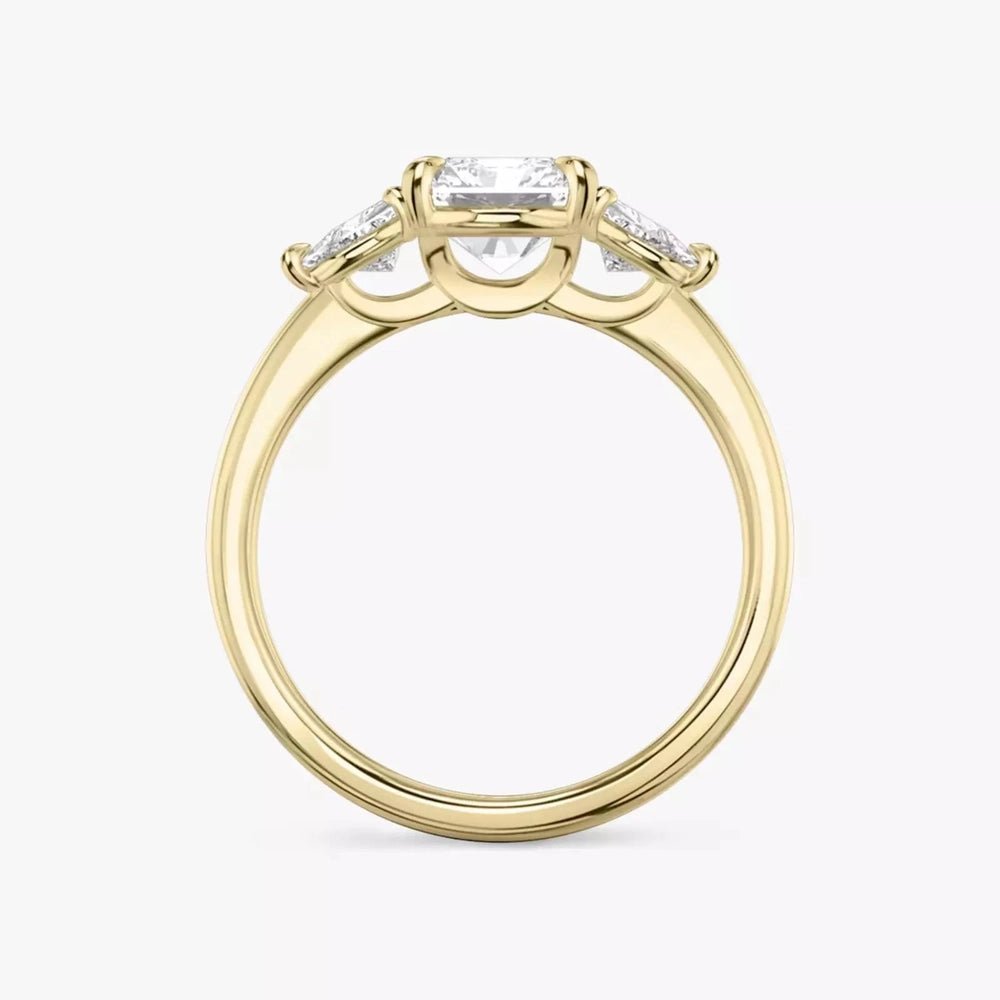 3 Carat Radiant - Cut Three - Stone Diamond 14k Yellow Gold Engagement Ring - Future Jewelry