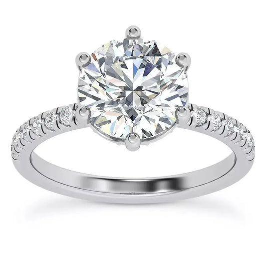 3 Carat Round Cut Lab Grown Diamond Engagement Ring in 14K White, Yellow, or Rose Gold, Certified - Future Jewelry