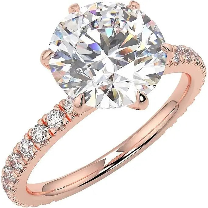 3 Carat Round Cut Lab Grown Diamond Engagement Ring in 14K White, Yellow, or Rose Gold, Certified - Future Jewelry