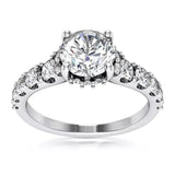 3 Carat Round Lab Grown Diamond Engagement Ring, 14K White Gold