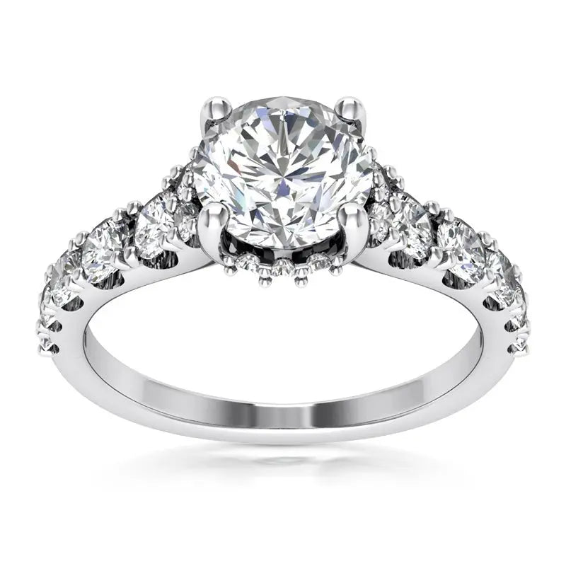 3 Carat Round Cut Lab Grown Diamond Halo Engagement Ring in 14K White Gold, Certified - Future Jewelry