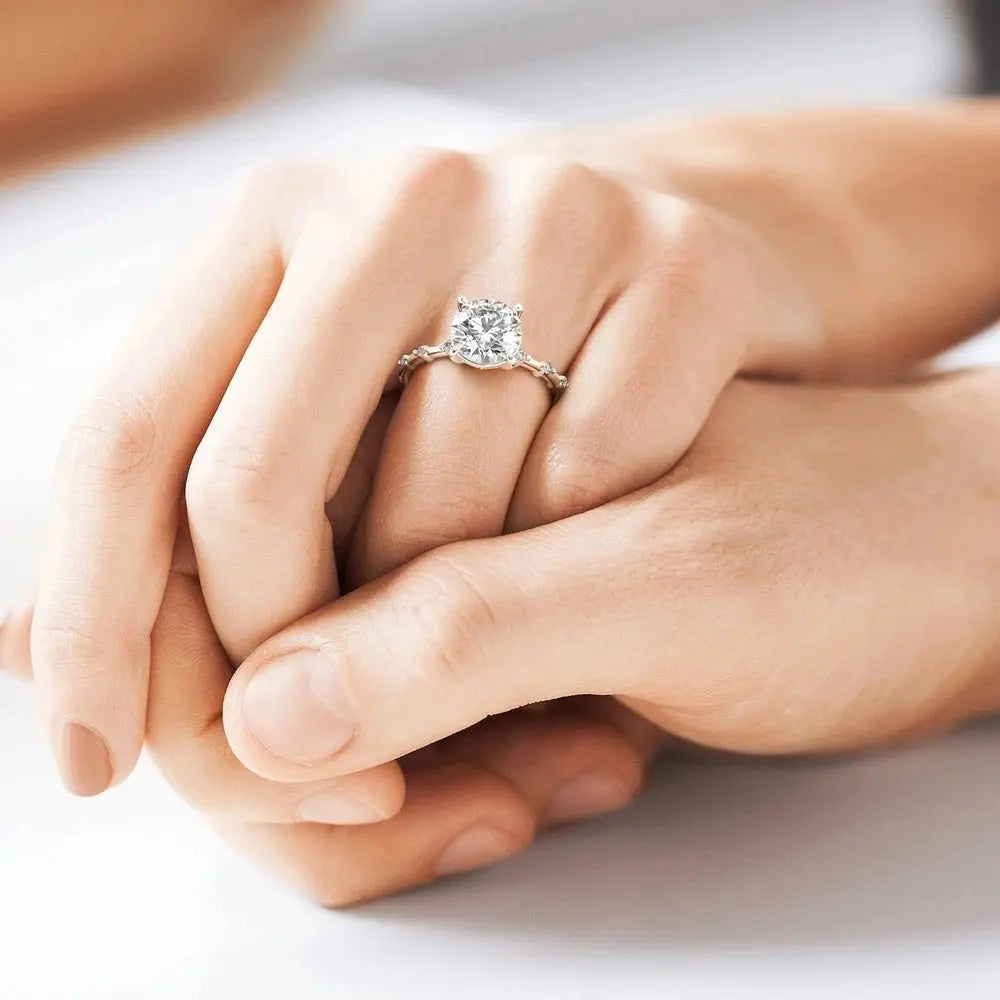3 Carat Round Diamond Ring VS1 D 14K White Gold - Future Jewelry