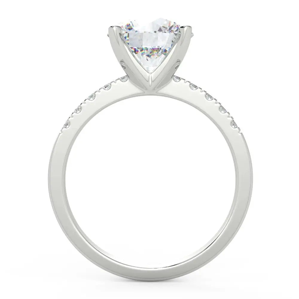 3.3 Carat Round Diamond Ring Pavé Solitaire 14K White Gold - Future Jewelry