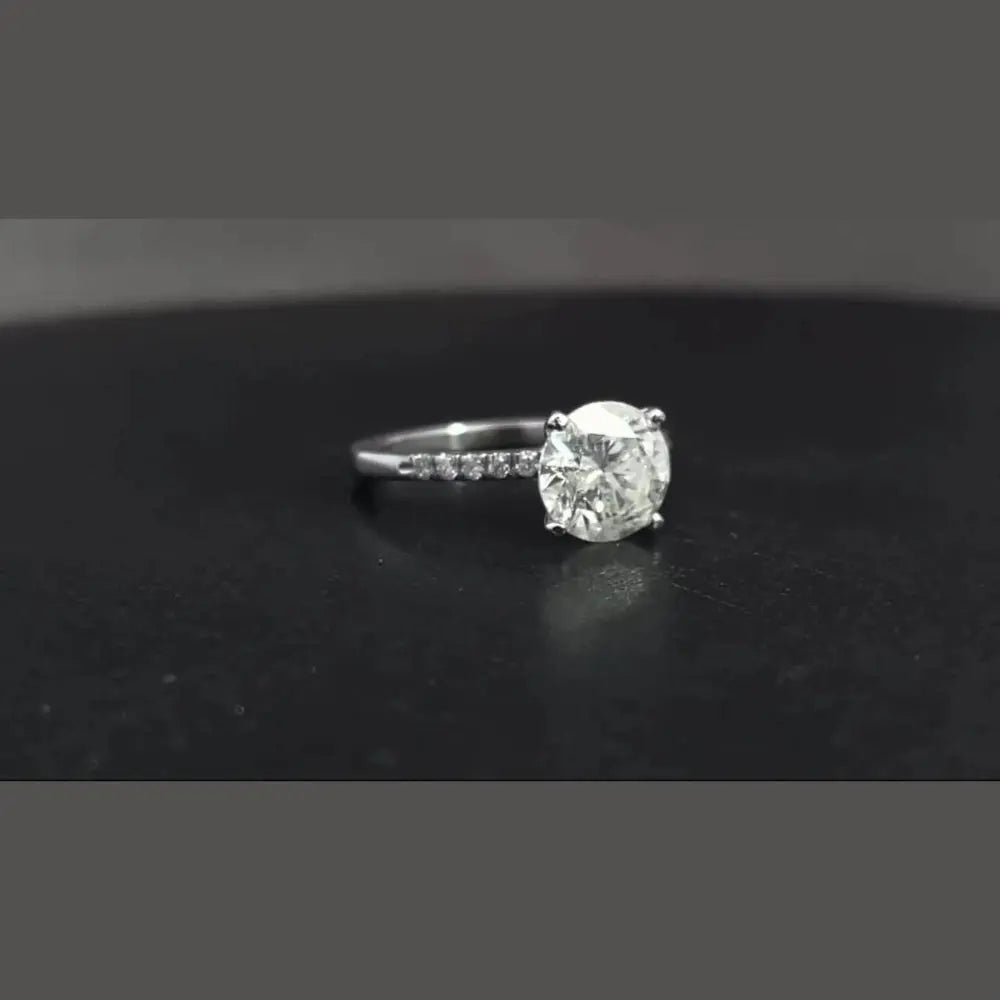 3.3 Carat Round Diamond Ring Pavé Solitaire 14K White Gold - Future Jewelry