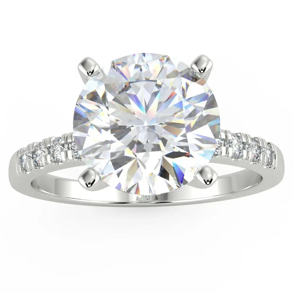 3.3 Carat Round Diamond Ring Pavé Solitaire 14K White Gold - Future Jewelry