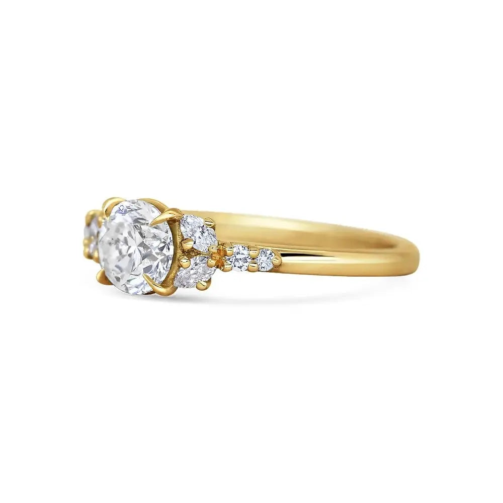 3 Carat Round Lab Grown Diamond Ring IGI 18K Yellow Gold - Future Jewelry