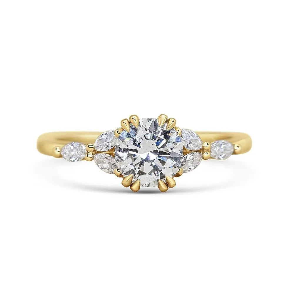 3 Carat Round Lab Grown Diamond Ring IGI 18K Yellow Gold - Future Jewelry