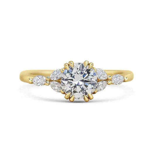 3 Carat Round Lab Grown Diamond Ring IGI 18K Yellow Gold - Future Jewelry