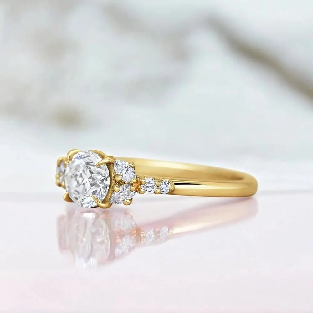 3 Carat Round Lab Grown Diamond Ring IGI 18K Yellow Gold - Future Jewelry