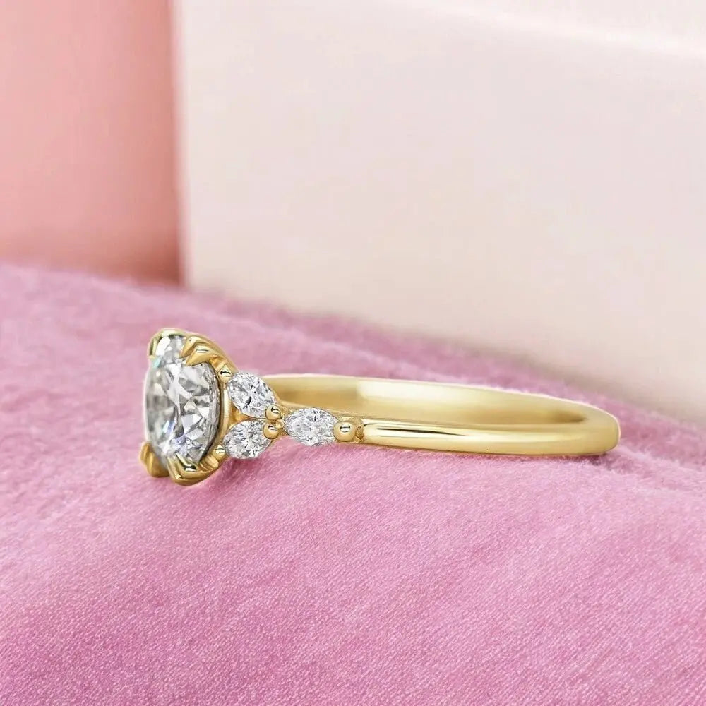 3 Carat Round Lab Grown Diamond Ring IGI 18K Yellow Gold - Future Jewelry