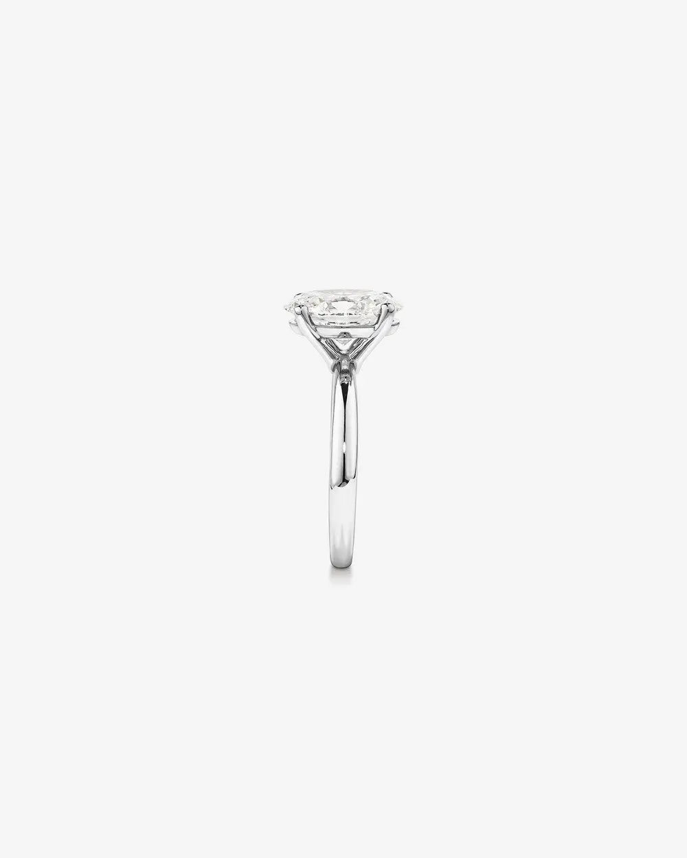 3 Carat Round Lab Grown Diamond Solitaire Ring, profile view - Future Jewelry