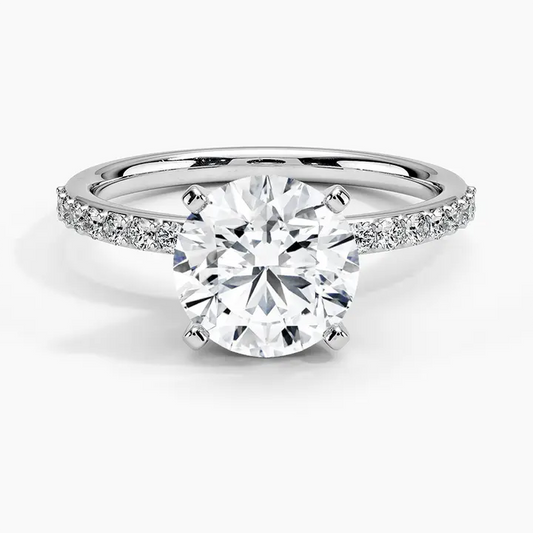 Solitaire Diamond Hidden Halo Engagement Ring in 18K Gold - Future Jewelry