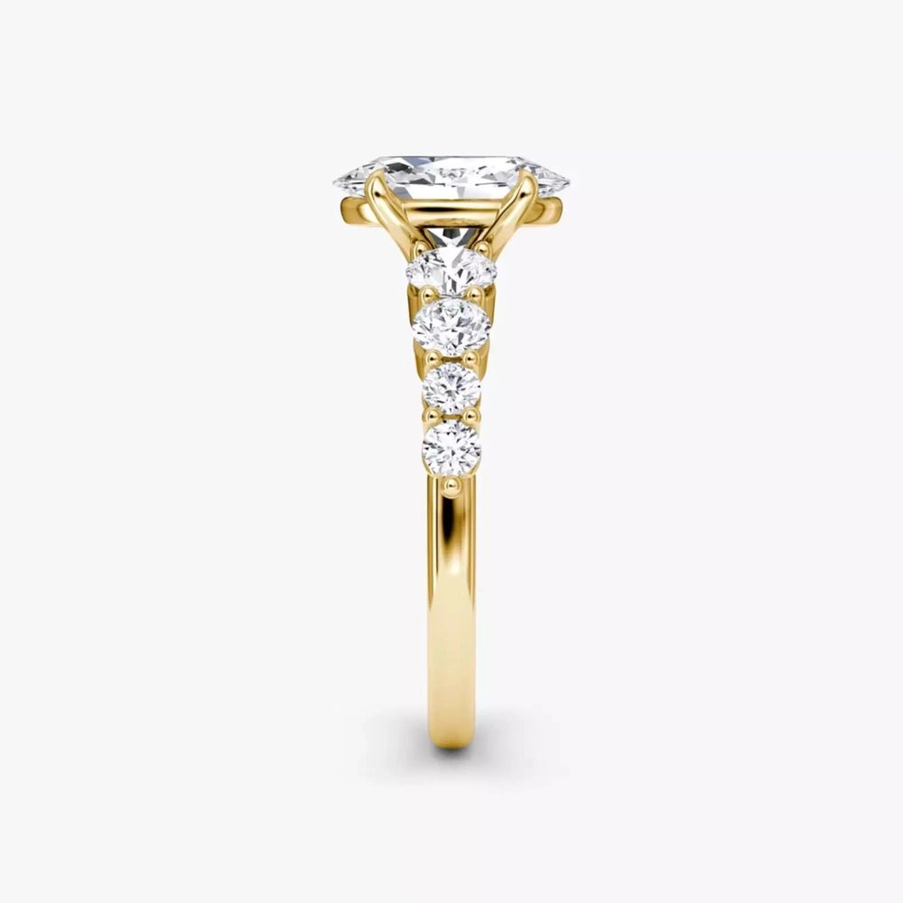 3.00 Carat Oval - Cut Lab - Grown Diamond Engagement Ring with Side Stones - 14K Yellow Gold - Future Jewelry