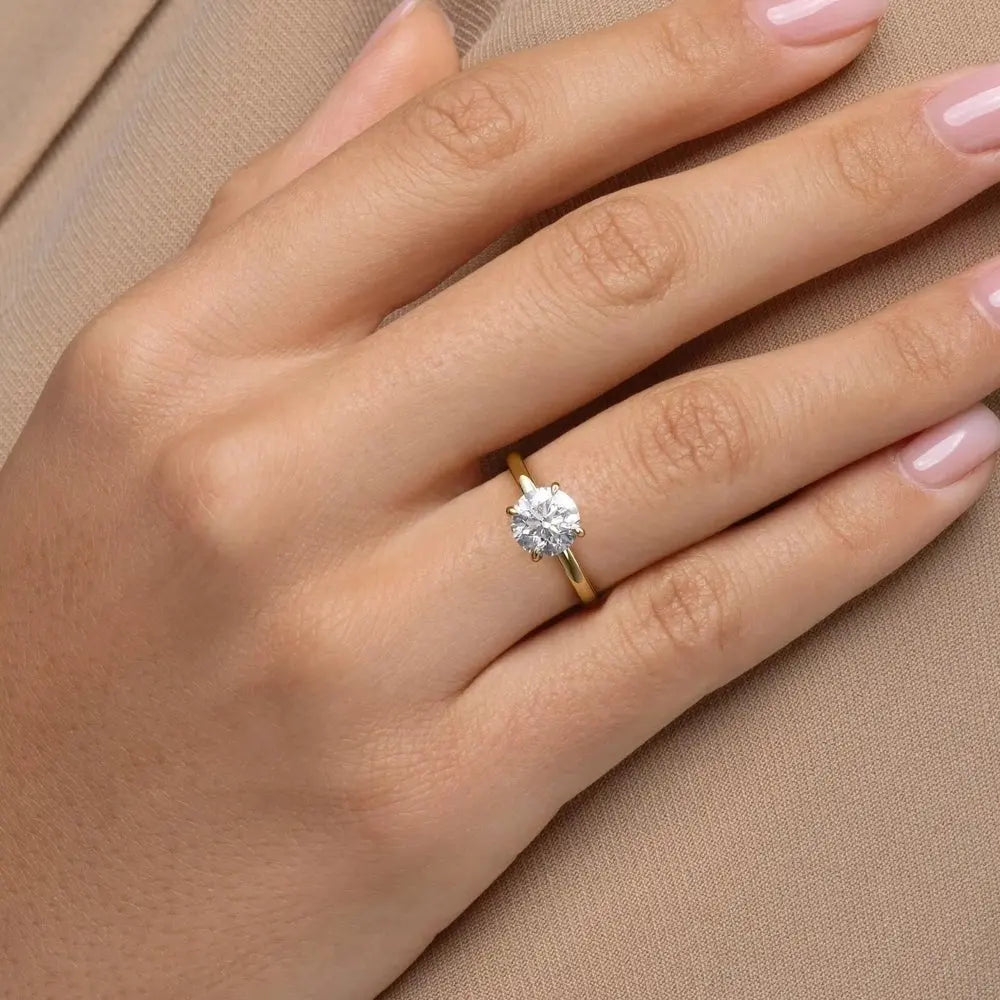 1.50 Carat Round Lab Grown Diamond Ring 14K or 18K Gold on hand - Future Jewelry