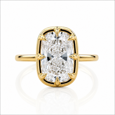 3 Carat Oval Lab Grown Diamond Ring, 14K Gold, IGI Certified