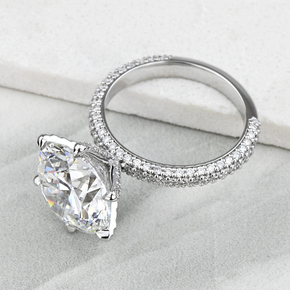 3.20 Carat Round - Cut Engagement Ring with Side Stones – Certified, 14K White Gold - Future Jewelry