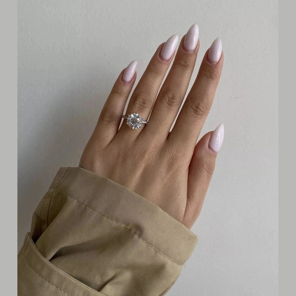 3.20 Carat Round - Cut Engagement Ring with Side Stones – Certified, 14K White Gold - Future Jewelry