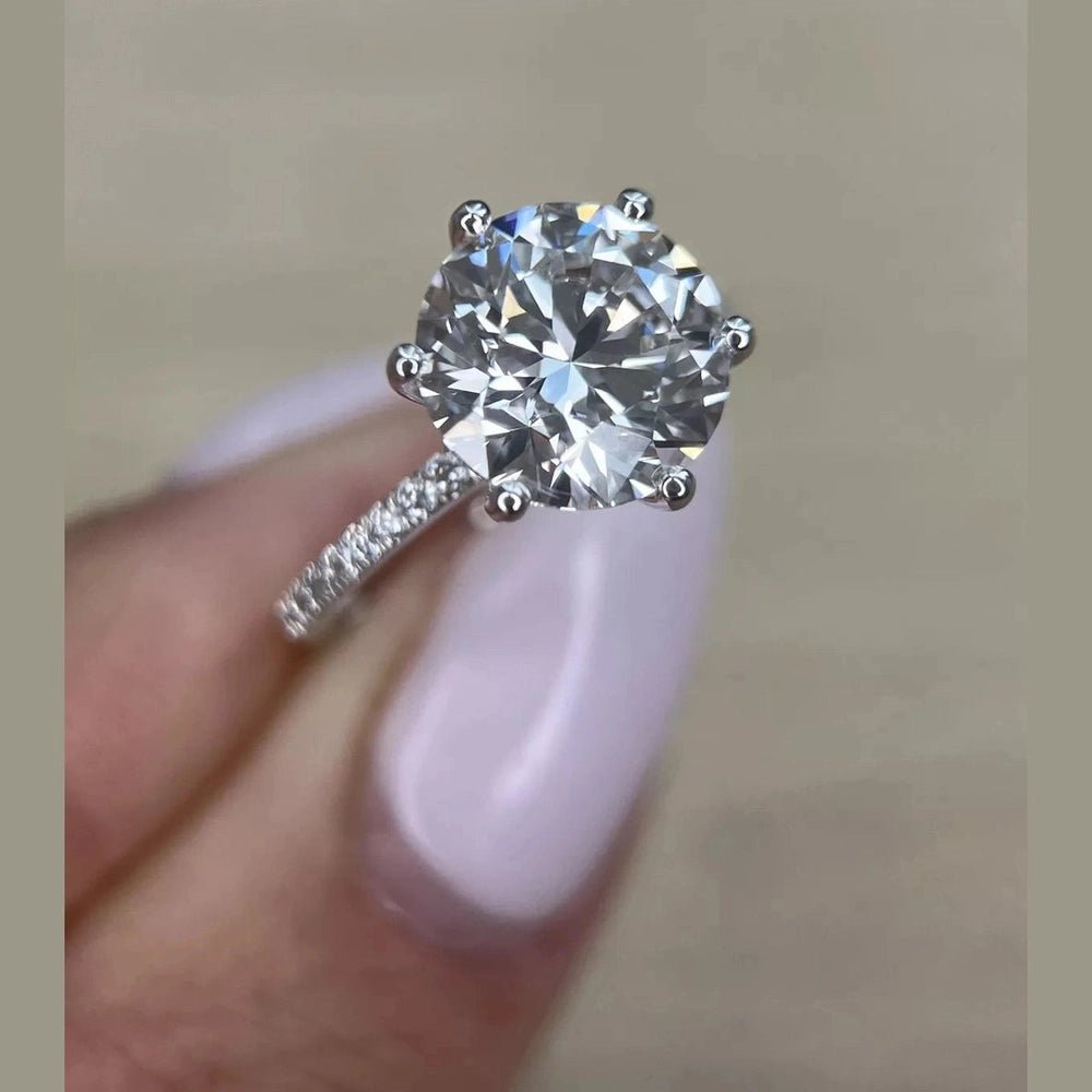 3.20 Carat Round - Cut Engagement Ring with Side Stones – Certified, 14K White Gold - Future Jewelry